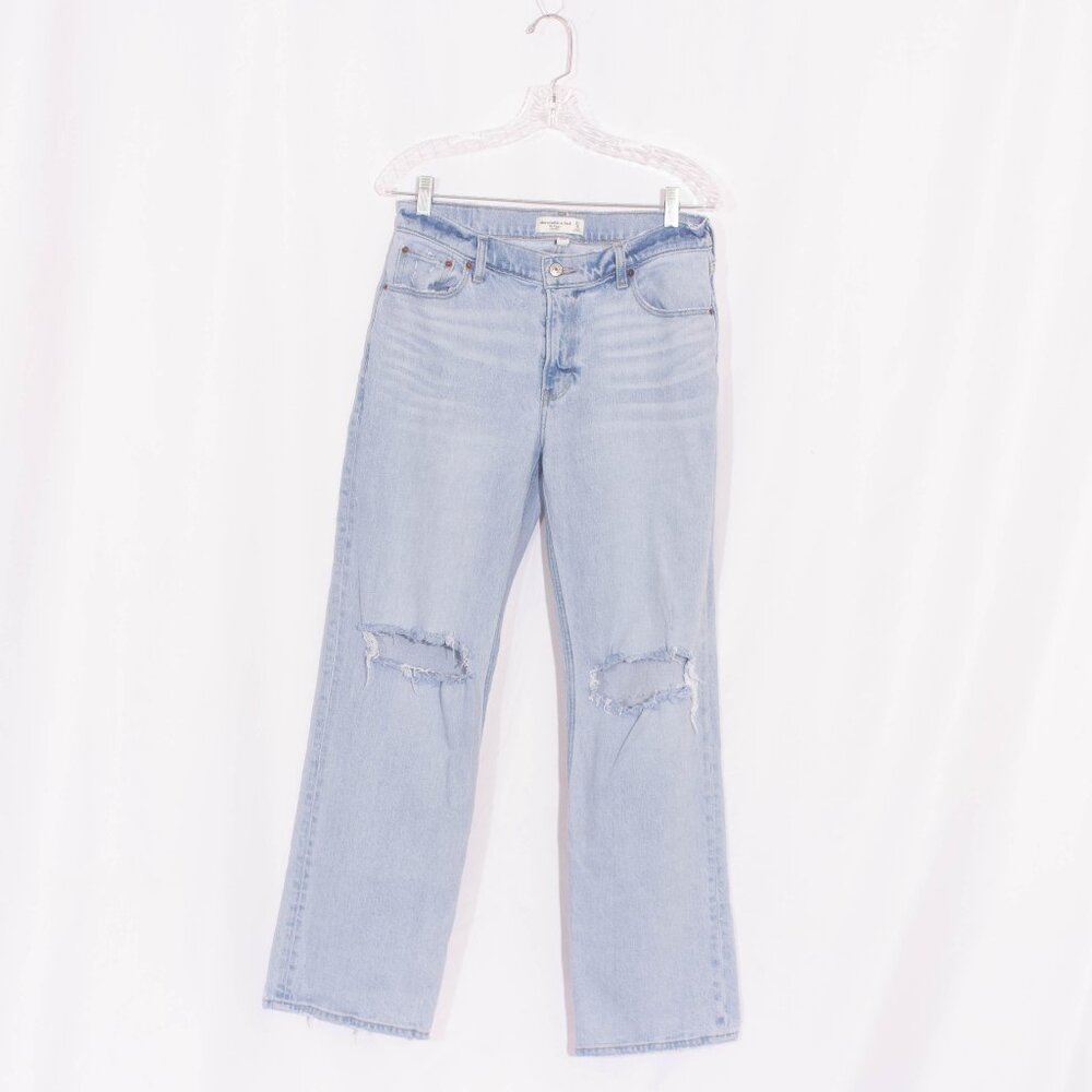 ABERCROMBIE & FITCH The Baggy Low Rise Distressed Curve Love Jeans Size 27 - Picture 3 of 9